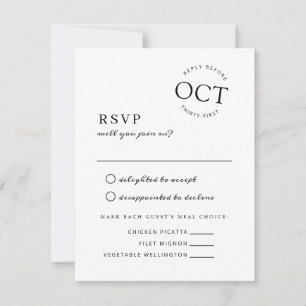 Reserve A Data Selo de Data Moderna Preto e Branco RSVP de Casame