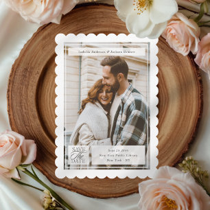 Reserve A Data Selo de Rótulo de Casamento com Foto de Dois Lados
