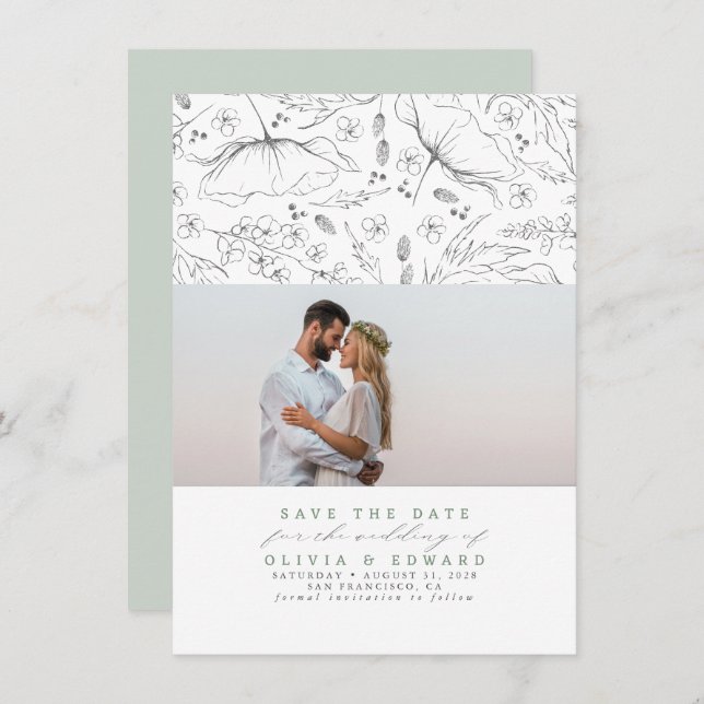 Reserve A Data Selvagens desenhadas à mão Salva a data Foto (Frente/Verso)