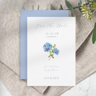 Reserve A Data Sem Fotografia Script Azul Hydrangea Salvar O Cart