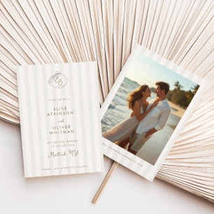 Reserve A Data Sereno Monograma de Concha Listras Costa Casamento