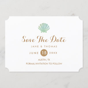Reserve A Data Shell Watercolor Aqua Weding The Date Card