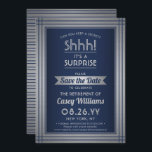 Reserve A Data Shhh! Marinho Elegante do Partido de Reforma Surpr<br><div class="desc">Você pode guardar um segredo? Convide colegas, colegas de trabalho, família e amigos para uma elegante e excitante celebração de aposentadoria surpresa com marinho azul e folha de prata falsa, para salvar os convites de festas de data. Toda a redação desta modelo é simples de personalizar, incluindo a mensagem que...</div>