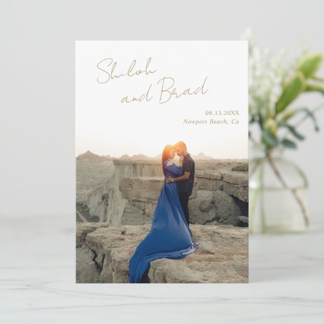 Reserve A Data Shiloh Antique Dourado Casamento Elegante Moderno (Em pé/Frente)