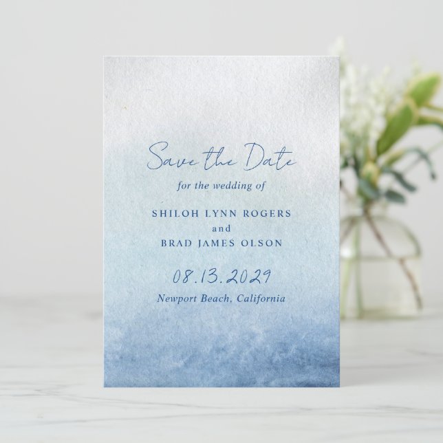 Reserve A Data Shiloh Blue Elegant Wedding (Em pé/Frente)