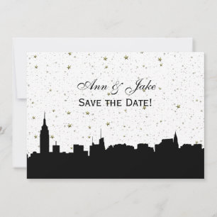 Reserve A Data Silhueta de NYC DIY Cor de Fundo Save the Date Brc