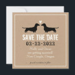Reserve A Data Silhuetas de cachorro Dachshund Noivado Salvar a D<br><div class="desc">Silhuetas de Dachshund com convite de casamento de papel kraft personalizado para amantes de cães wiener. Um anúncio divertido para um casal de noivos que ama cães salsicha. Personalize este convite de casamento original com o nome do casal feliz e as informações do dia do casamento. Visite o Jenn's Doodle...</div>