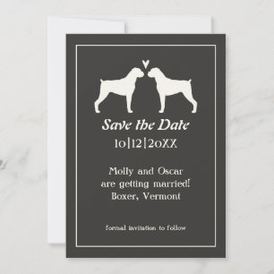 Reserve A Data Silhuetas de Cão Boxer Casamento Salve a Data