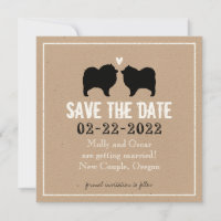 Silhuetas de Keeshond Casamento Salvar a Data