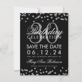 Reserve A Data Silver Black Salvar Data Aniversário Confetti