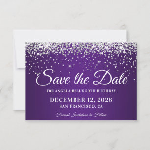 Reserve A Data Silver Glitter Royal Purple Ombre 50º Aniversário