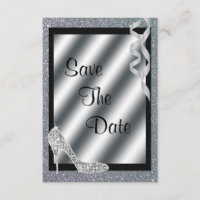 Silver Glittery Stiletto & Streamers 65º Aniversár