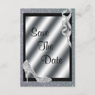 Reserve A Data Silver Glittery Stiletto & Streamers 65º Aniversár