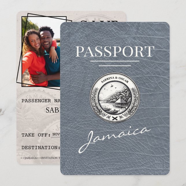 Reserve A Data Silver Jamaica Passport Salvar Data (Frente/Verso)