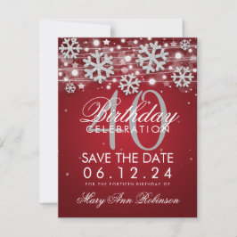 Reserve A Data Silver Red aniversário de 40 anos Save Date Winter