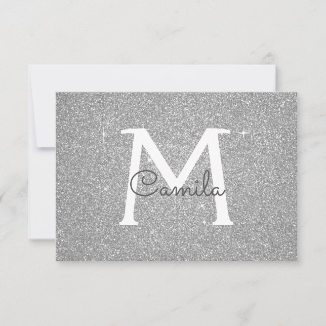 Reserve A Data Silver Sparkle Glitter Quinceanera Salve a Data (Frente)