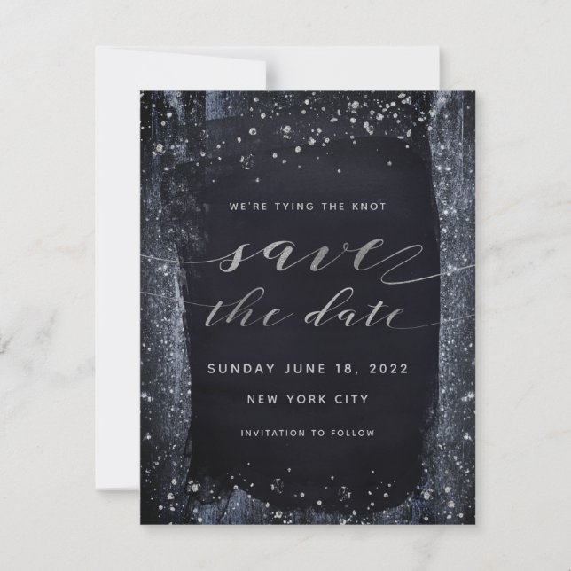 Reserve A Data Silver Starry Night Weding Date (Frente)