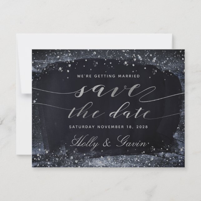 Reserve A Data Silver Starry Night Weding Date (Frente)