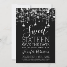 Silver Sweet 16 Luzes de String Sparkly Data de Sa