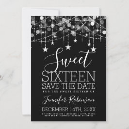 Reserve A Data Silver Sweet 16 Luzes de String Sparkly Data de Sa