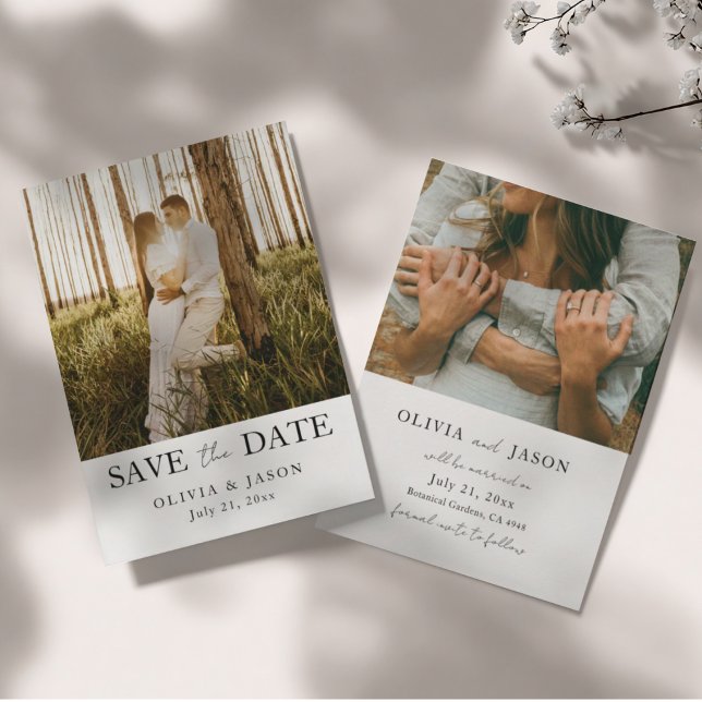 Reserve A Data Simple 2 Photo Wedding Save the Date  (Criador carregado)