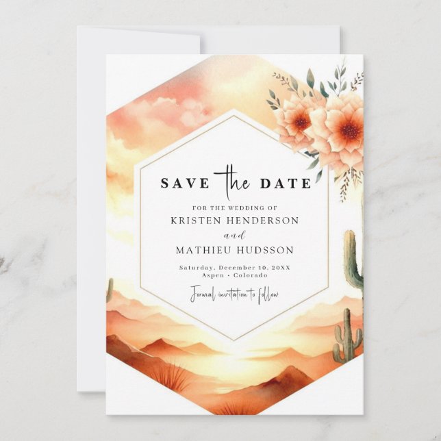 Reserve A Data Simple Boho Cactus Wedding (Frente)