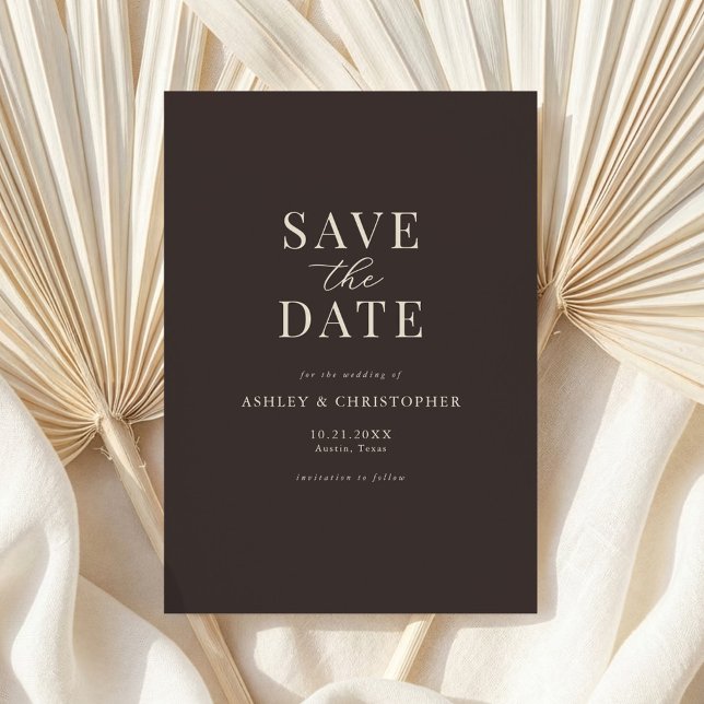 Reserve A Data Simple Brown Elegant Photo Wedding Save the Date (Criador carregado)