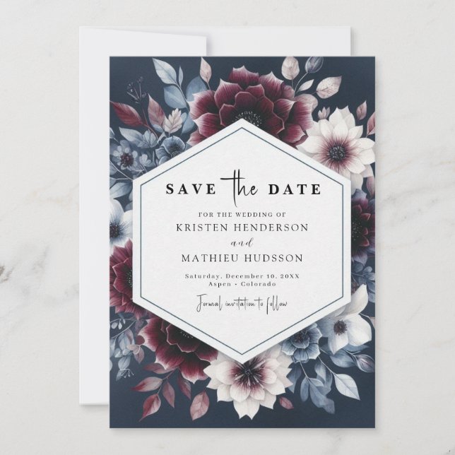 Reserve A Data Simple Burgundy Wedding (Frente)