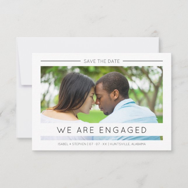 Reserve A Data Simple Chic Modern Typography Script Photo Couple (Frente)