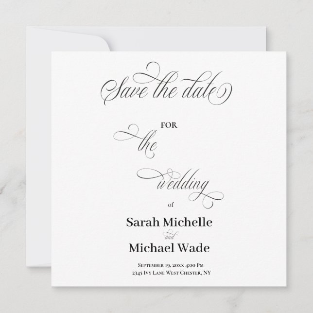 Reserve A Data Simple Elegant Calligraphy Script Save the date (Frente)