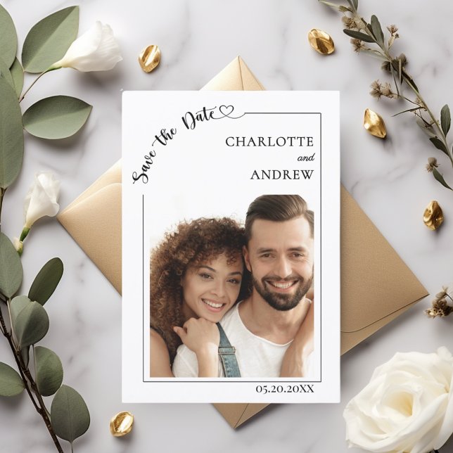 Reserve A Data Simple elegant modern photo wedding Save the Date (Criador carregado)