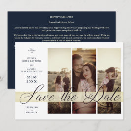 Reserve A Data Simple Elegant Script 3 Photos Couple in Navy