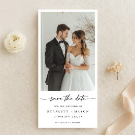 Reserve A Data Simple Elegant Script Photo Wedding Bookmark