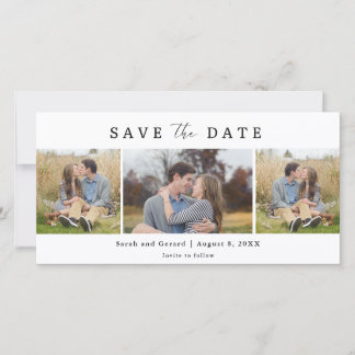 Reserve A Data Simple Modern 3 Photo Wedding Save the Date