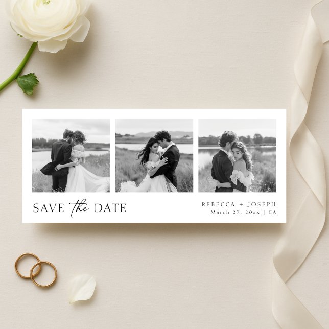Reserve A Data Simple Modern Minimalist Wedding Photo Strip  (Criador carregado)