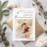 Reserve A Data Simple modern photo Graduation party Save the Date<br><div class="desc">Celebrate your graduate’s big milestone in style with this modern Save the Date card for a graduation party. Featuring a clean minimalist layout, elegant typography, and a customizable photo, this design is perfect for announcing your celebration in a timeless way. Add your graduate’s name, photo, and party details to create...</div>