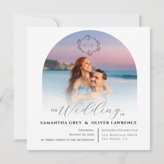 Reserve A Data Simple Photo Wedding Invitation (Frente)