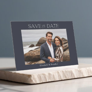 Reserve A Data Simples 1 foto de casamento azul