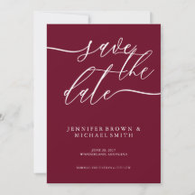 Simples burgundy com script especial de data