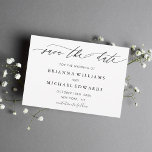 Reserve A Data Simples caligrafia Moderna Casamento Salve a Data<br><div class="desc">Simples caligrafia moderna Casamento preto e branco Salve o Cartão de Data. Para personalização mais avançada deste design,  clique no botão "Personalizar" acima! Itens correspondentes também estão disponíveis.</div>