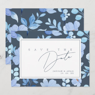 Reserve A Data Simples Casamento de Flores Silvestres Azul Real S
