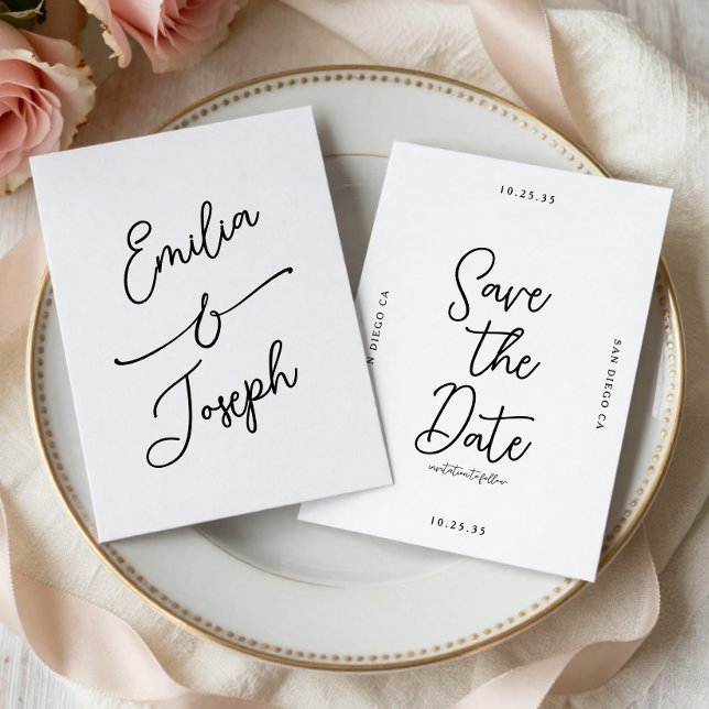 Reserve A Data Simples Casamento de Save the Date Manuscrito Capr (Criador carregado)
