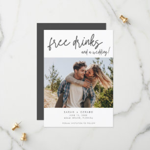 Reserve A Data Simples Elegante Foto Moderna Engraçado Casamento