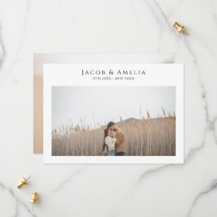 Reserve A Data Simples Elegante Minimalista Foto Casamento