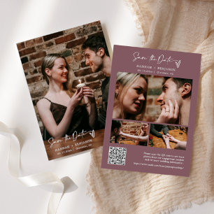 Reserve A Data Simples Elegante Moderno Dusty Roxo Código QR