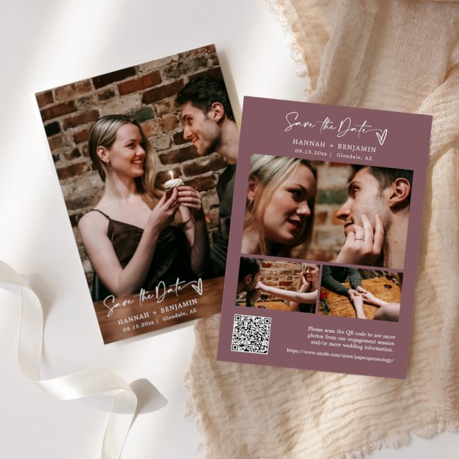 Reserve A Data Simples Elegante Moderno Dusty Roxo Código QR (Criador carregado)