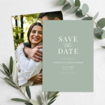 Simples Elegante Verde Salvia Foto Casamento