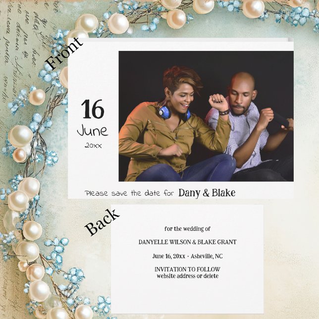 Reserve A Data Simples Foto de Casamento Salvar a Data (Criador carregado)