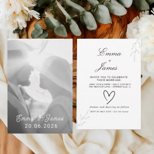 Reserve A Data Simples foto Elegante Black White Minimalist