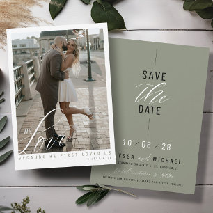 Reserve A Data Simples Fotografia Verde-Salvia Casamento Cristão 